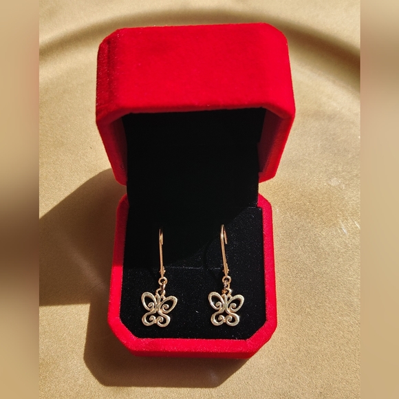 James Avery Retired 14K Gold Butterfly Dangle Lever Back Earrings RARE Gift - Picture 2 of 9